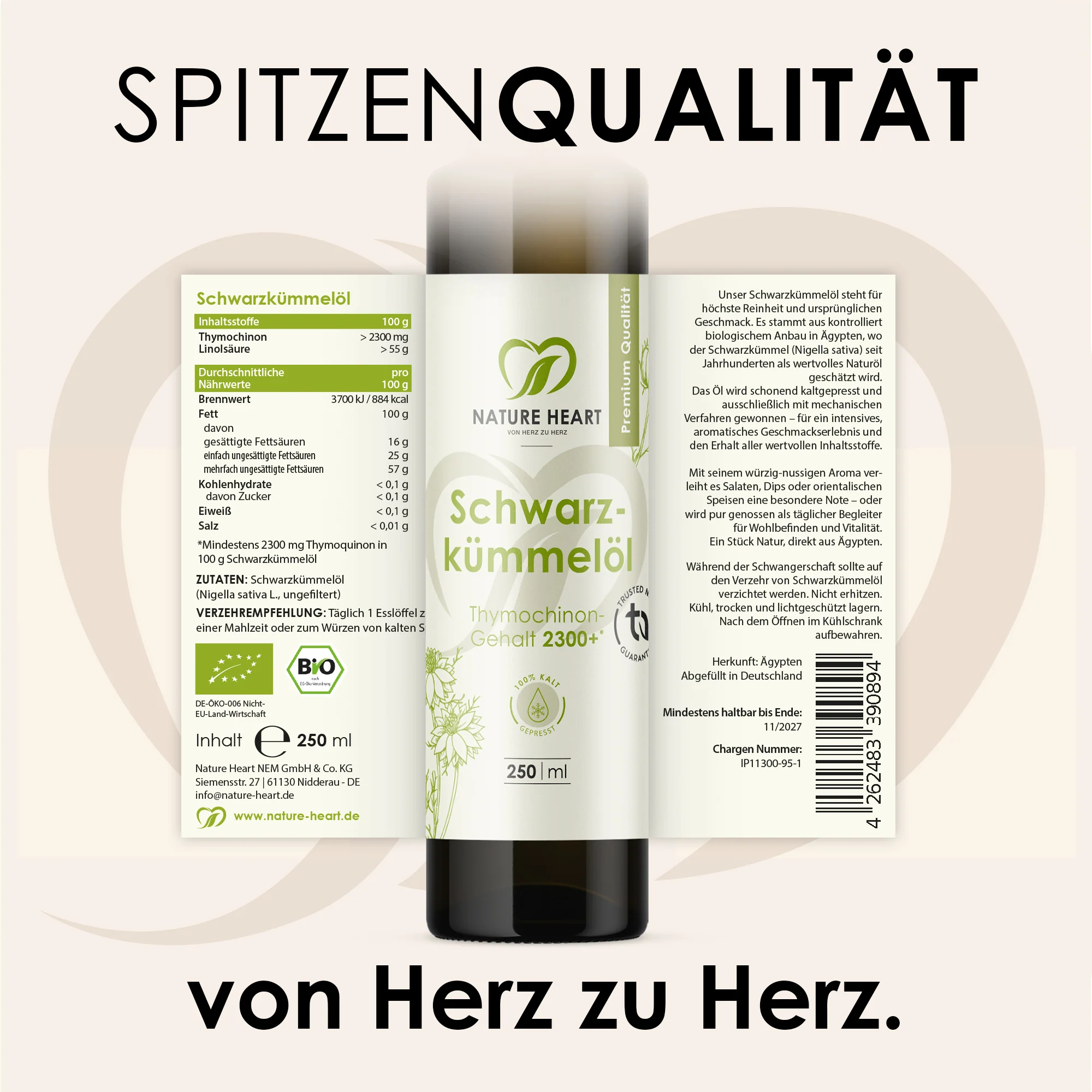 BIO Schwarzkümmelöl 2300+ Thymochinon ungefiltert 250 ml - Image 3